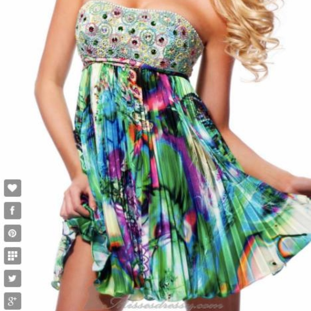 Sherri Hill Watercolor Print Cocktail Dress